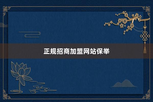 正规招商加盟网站保举